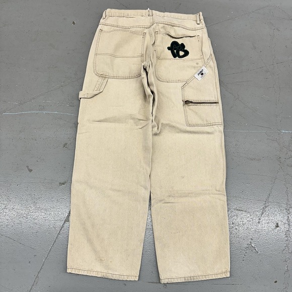 FUBU Other - Vintage FUBU Jeans Mens 36x30 Beige Wide Leg Relaxed Fit Carpenter Denim USA 90s